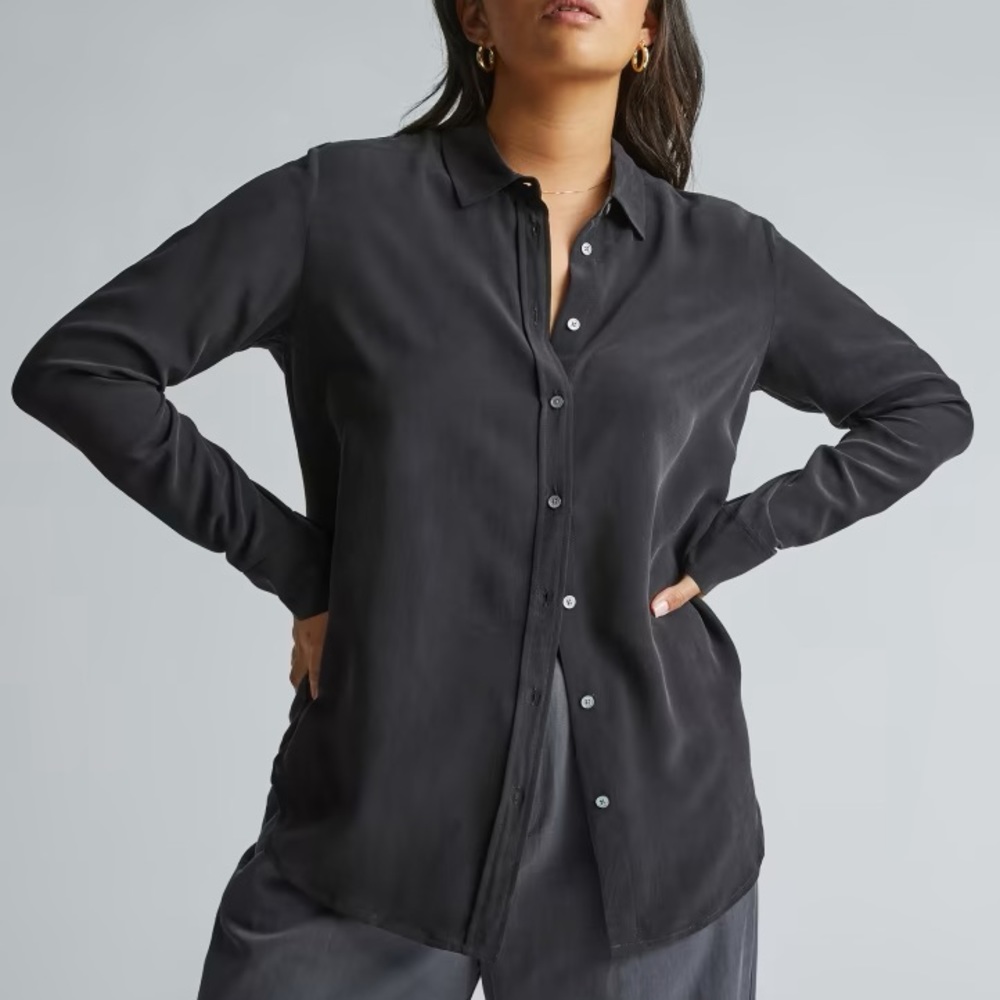 Everlane The Clean Silk Relaxed Shirt - Black